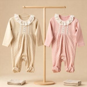 Polka Dots &Lace Cotton Overall