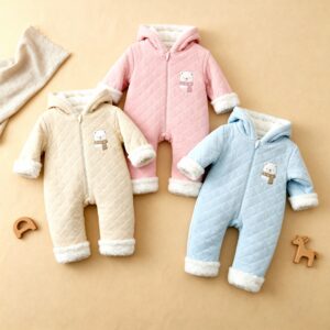 Quilted Polar Bear Hooded Romper