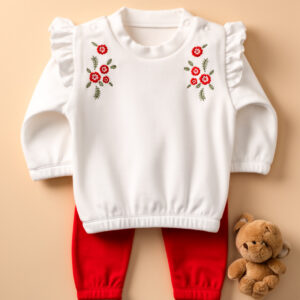 Elegant Floral embroidered Velvet Set